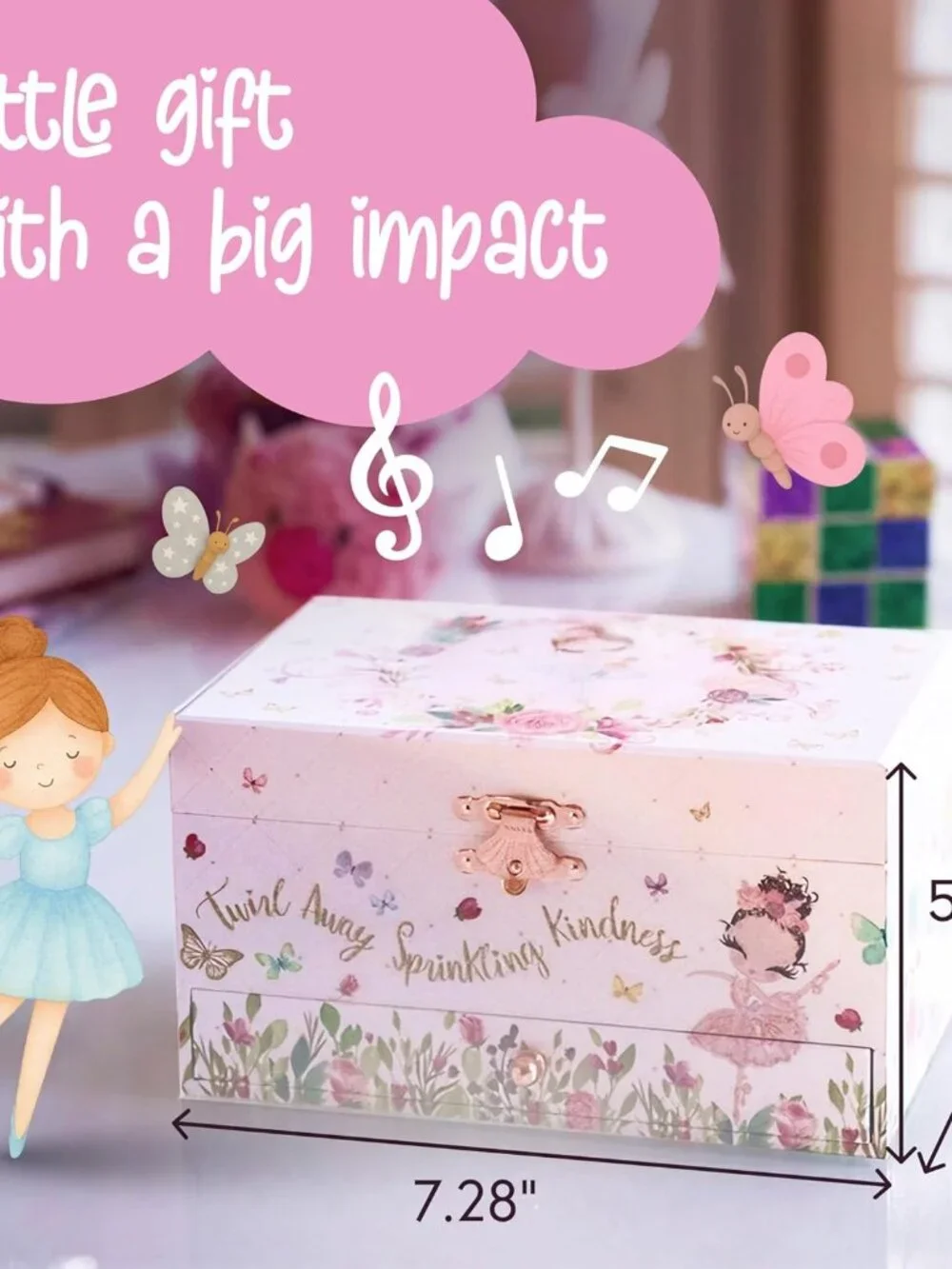 The Memory Building Co Ballerina Musical Jewelry Box Plays Classic Melody, Stora